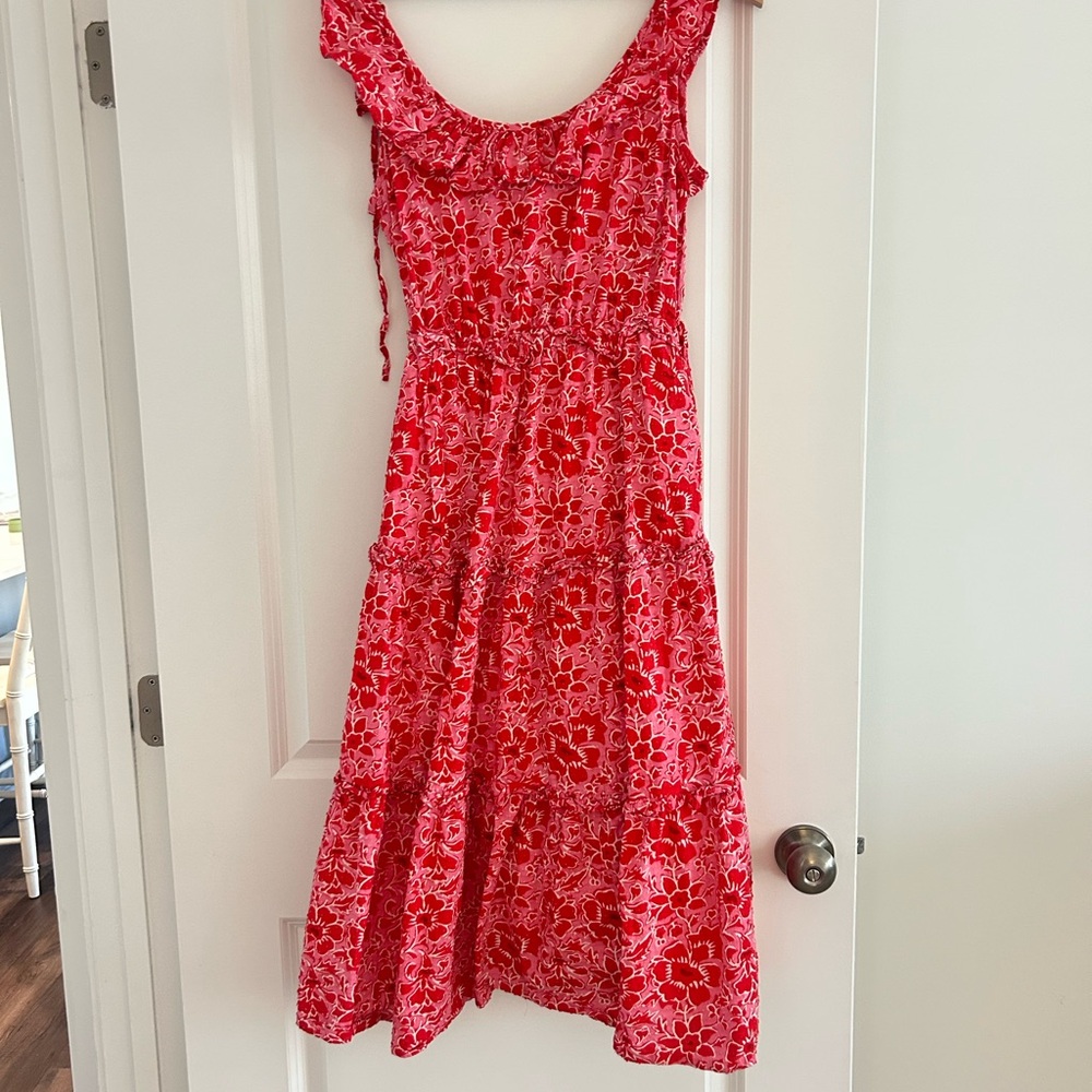 Red Floral Sleeveless Dress